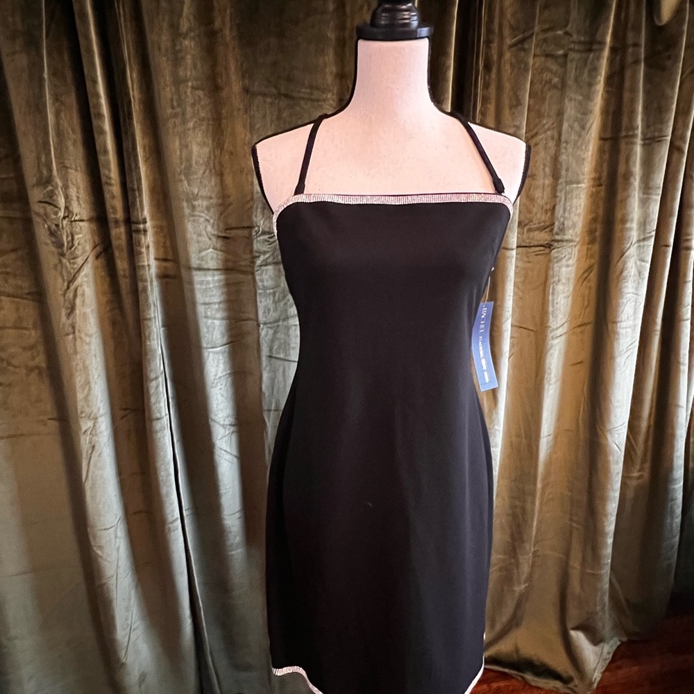 RACHEL Rachel Roy Black Rhinestone Trim Cocktail Dress NWT Large